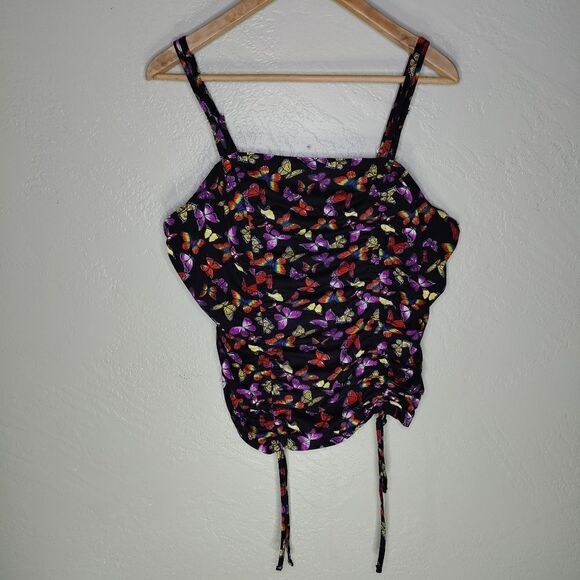 No Boundaries Y2K Ruched Butterfly Crop Top - Picture 2 of 7